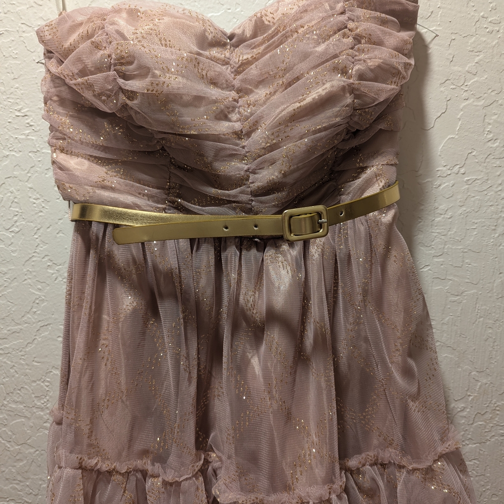 Elegant Gold and Pink Strapless Dress
